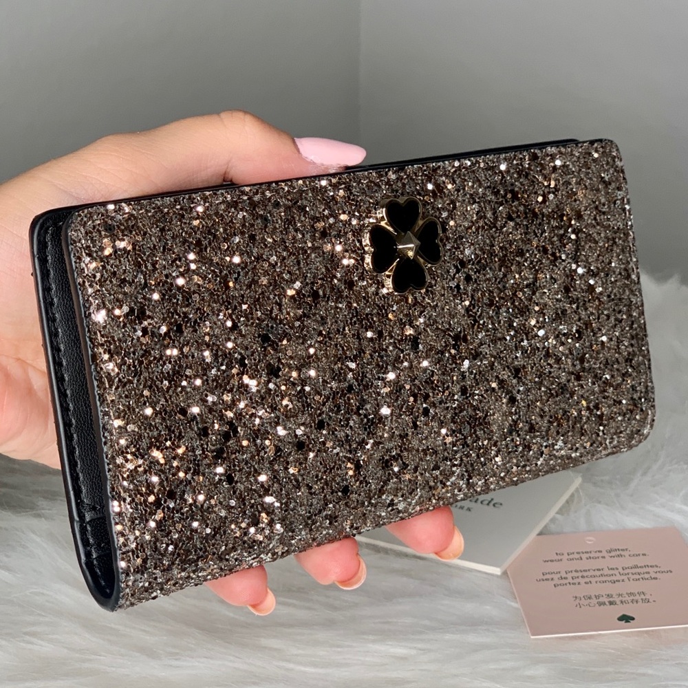 Kate Spade Odette Glitter Large Slim Bifold Wallet - Picture 3 of 8
